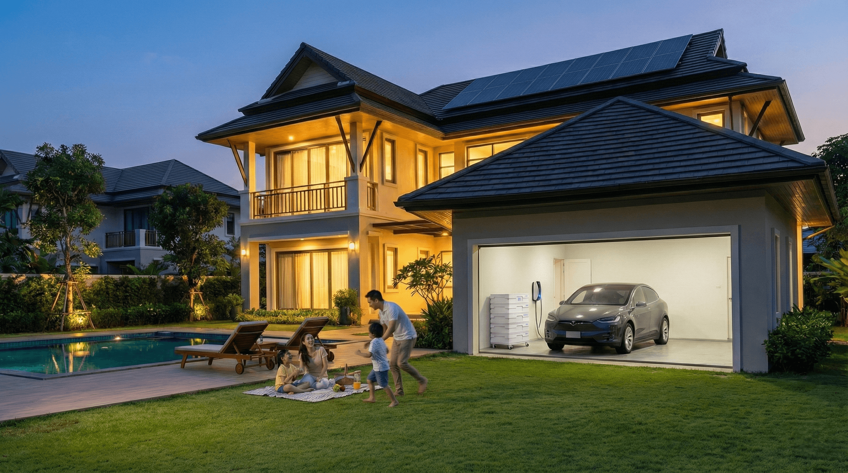 Thai family with clean energy